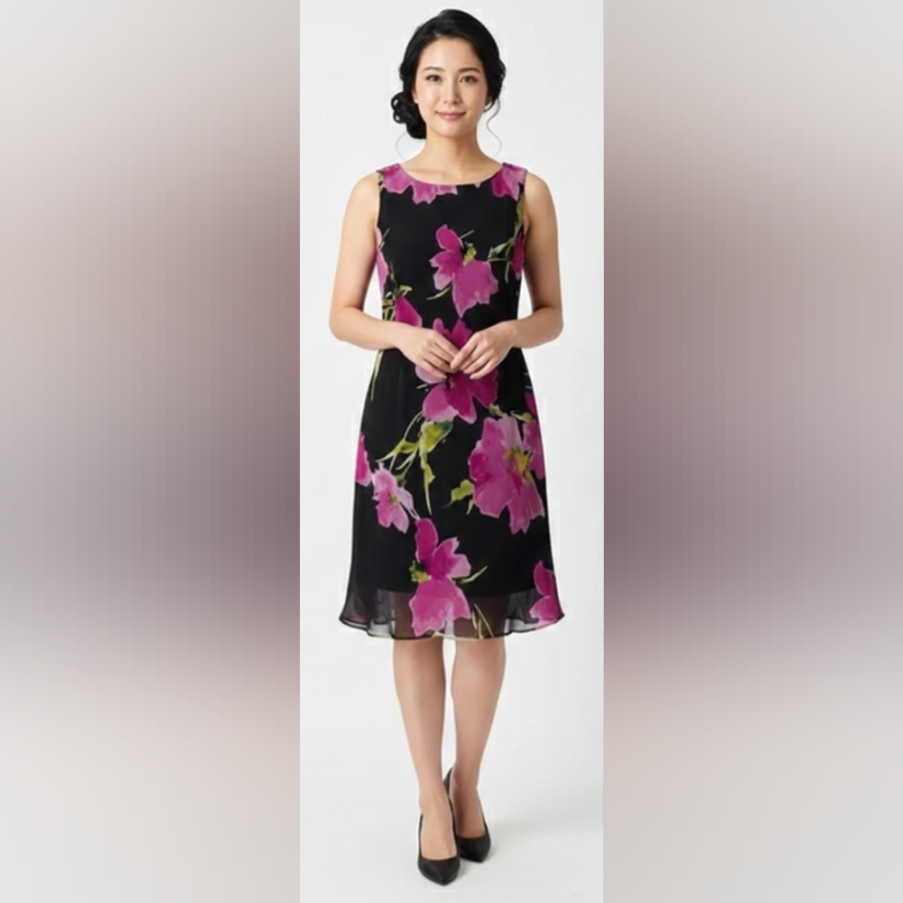 American Living Black and Pink Floral Dress Size 6